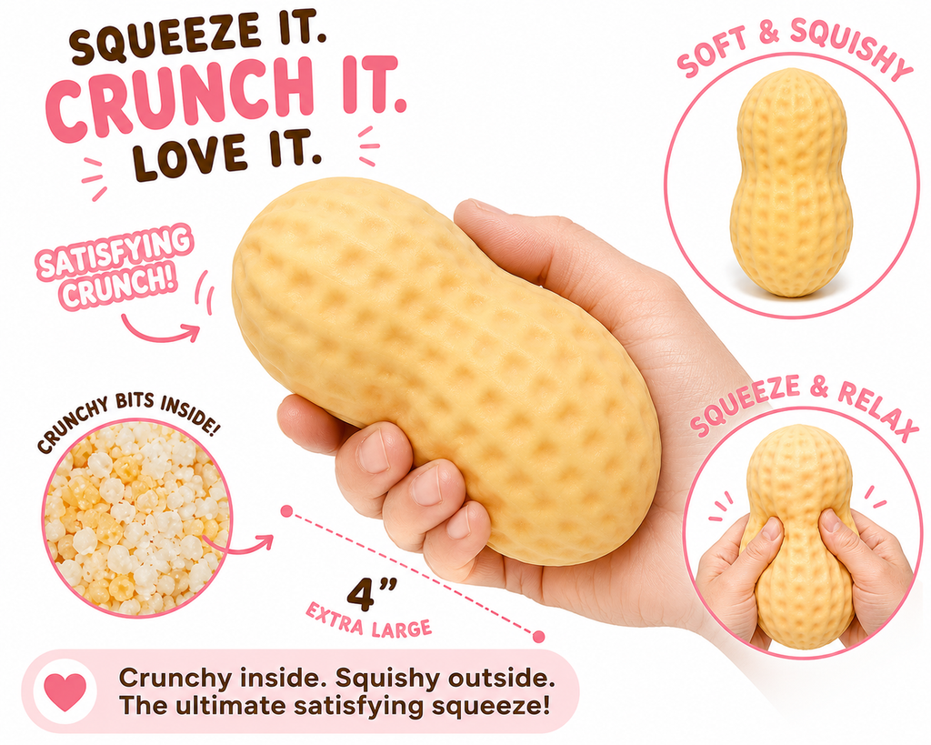 Peanut Crunch Squishy – 4” Crunchy Sensory Fidget Toy