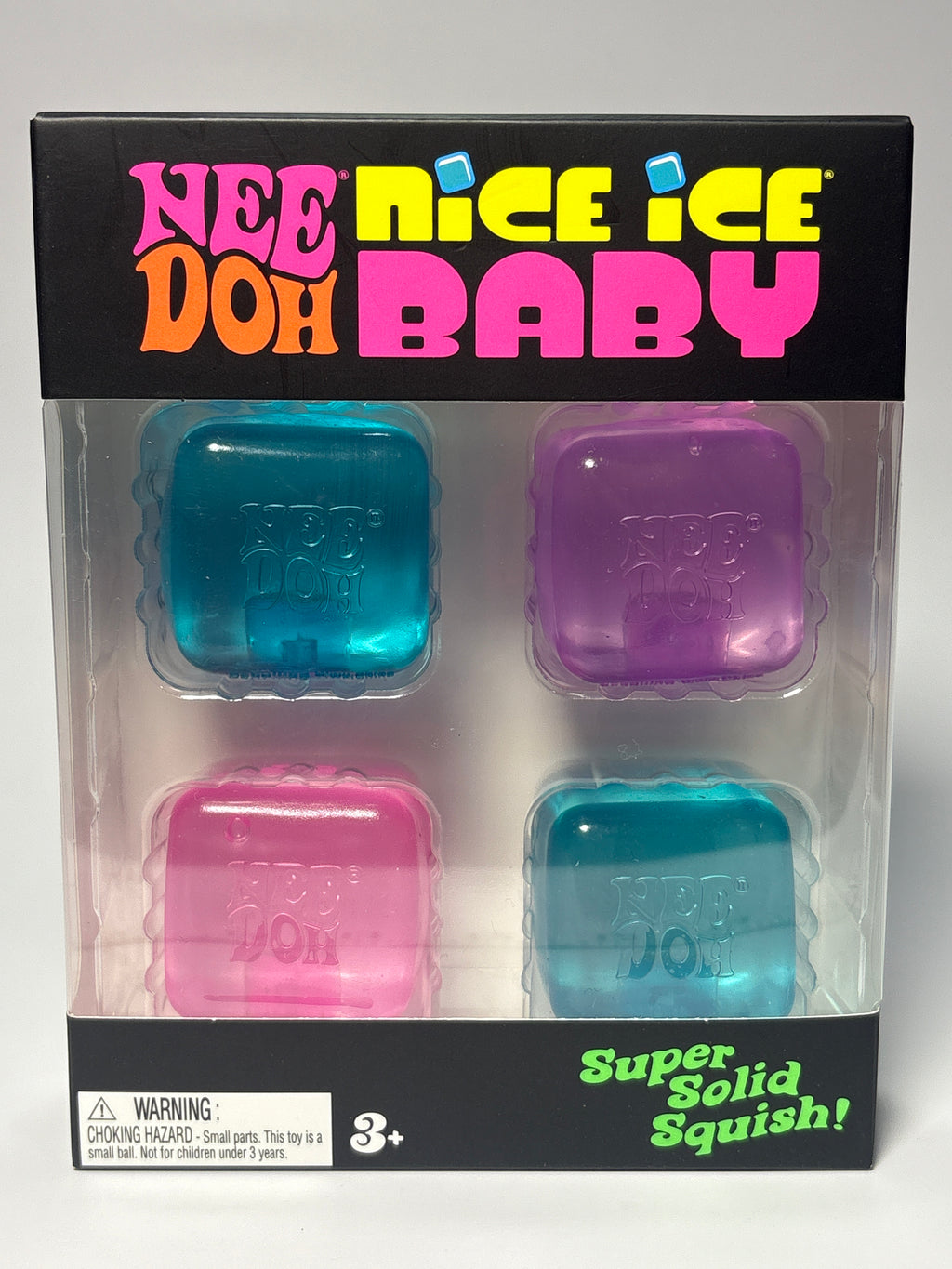 NeeDoh Schylling Nice Ice Baby Super Solid Squish | 4 Pack Mini Sensory Fidget Toys