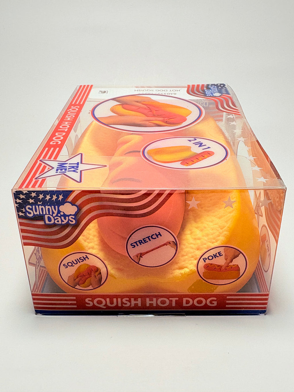 Sunny Days Squish Hot Dog 2-in-1 Sensory Squishy Toy | Stretch, Squish & Poke