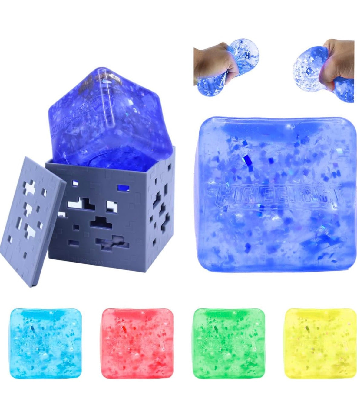 Minecraft Jelly Cubes – Squishy Collectible Sensory Toy (Choose Your Color)