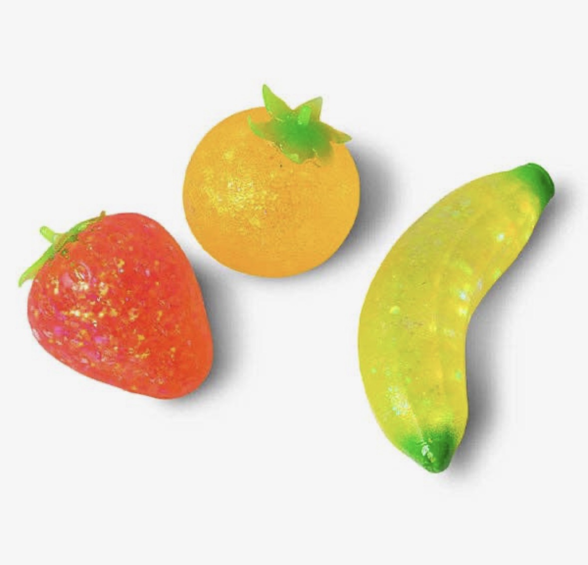 Scrunchems Sugar Squish Fruits | Glitter Fruit Sensory Squeeze Toy (3-Pack)