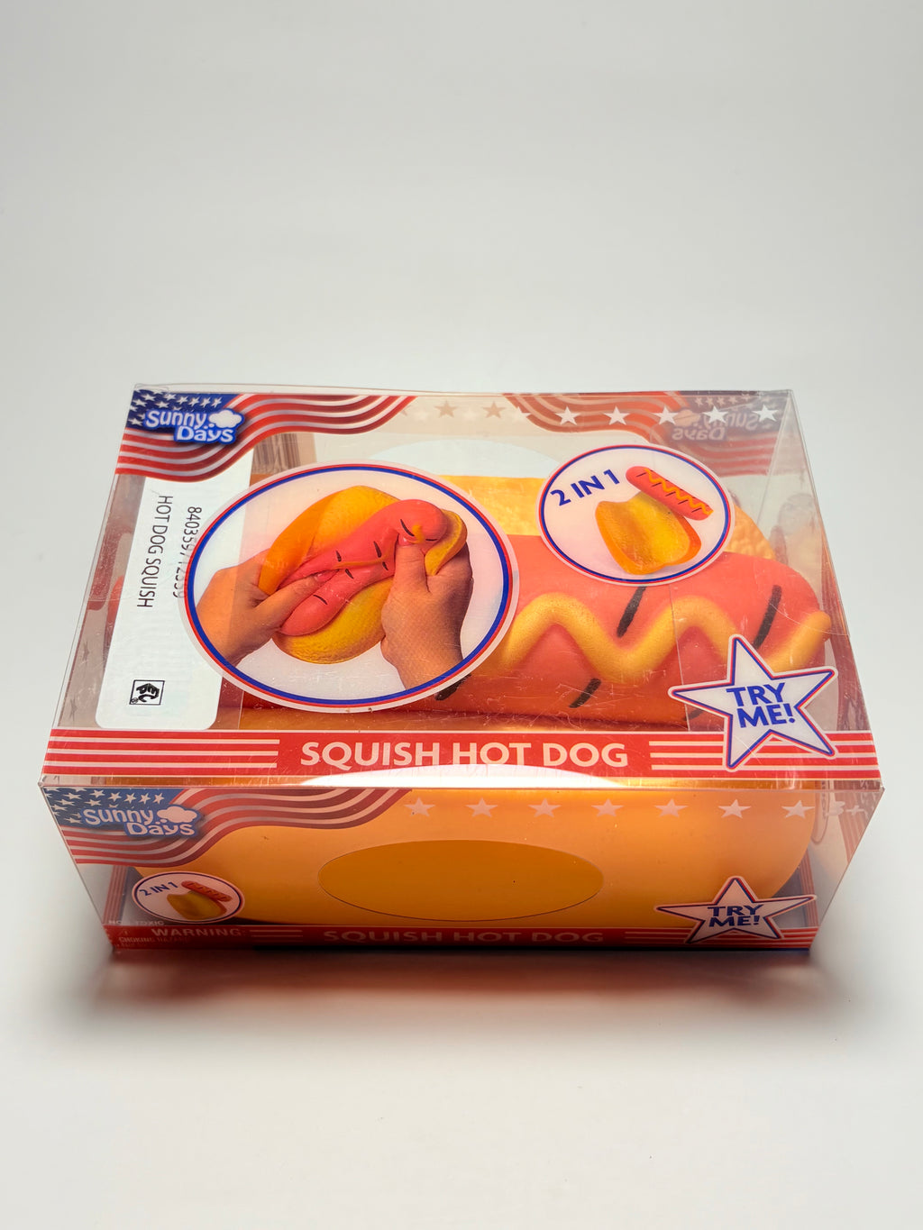 Sunny Days Squish Hot Dog 2-in-1 Sensory Squishy Toy | Stretch, Squish & Poke